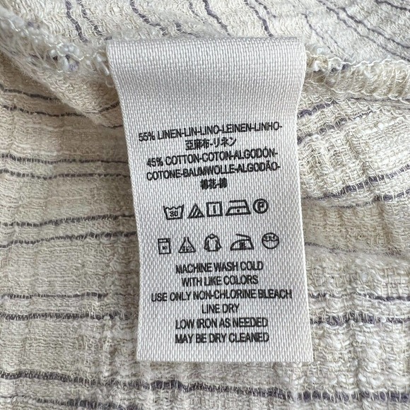 Free People Novelty Ivory Blue Striped Linen Sleeveless Open Back Mini Dress - Picture 12 of 14